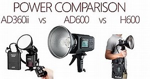 Godox AD360ii vs. AD600 vs. H600 Power comparison (Metered test results)