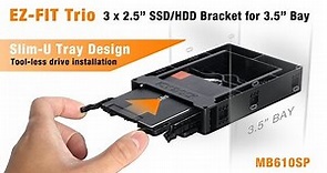 ICY DOCK EZ-FIT Trio MB610SP 3 x 2.5” SSD / HDD Bracket for 3.5” Drive Bay