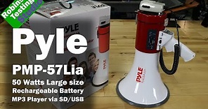 PYLE PMP57LIA Professional Megaphone - Comes with Rechargeable Battery and Built-in USB Flash & SD