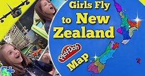 New Zealand Map || Girls Fly to Learn New Zealand Regions! || Play-Doh Puzzle