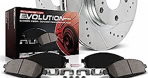 Power Stop K7301 Rear Z23 Carbon Fiber Brake Pads with Drilled & Slotted Brake Rotors Kit