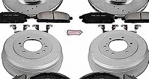 Power Stop K15116DK Front and Rear Z23 Carbon Fiber Brake Pads with Drilled & Slotted Brake Drums Kit