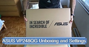 ASUS 24 Inch Gaming Monitor VP248QG Unboxing and Settings