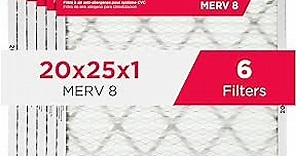 Frigidaire PureAir® 20x25x1 MERV 8 Allergen Electrostatic Pleated Air Conditioner HVAC AC Furnace Filters - 6 Pack (exact dimensions 19.81 X 24.81 X 0.81)