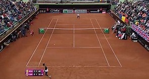 Heather Watson forehand hot shot at the Fed Cup against Begu