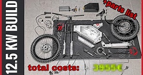 Ebike build 72v 12,500 Watt ( SABVOTON72150 - qs273 ) parts list - costs