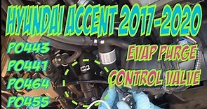 ⫷ Hyundai Accent Purge Control Valve. Remove and Replace. p0443 p0441 p0464 p0455 ⫸