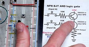 Quick AND gate using NPN BJT circuit with electronics 2N2222 bipolar junction transistors