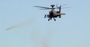AH-64 Apache Helicopter in Action - Rocket Launch, Machine Gun Live Fire