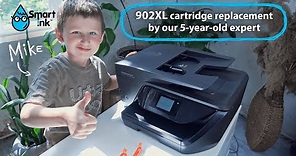 How to install a cartridge replacement for HP 902XL. A master-class by our 5-year-old expert