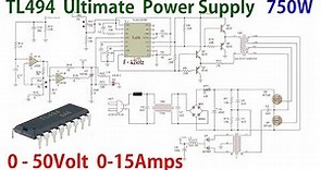 TL494 Ultimate Adjustable Power Supply 0 50V 0-15Amps 750Watts!