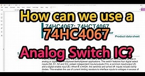 The 74HC4067 CMOS Analog Switch