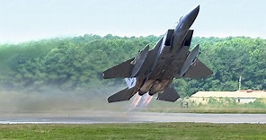 US F-15 Fighter Jet Intense Vertical Climb at Full Afterburner