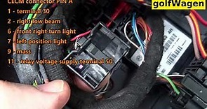 VW Golf 5 CECM ignition switch terminal 50 fault 01049