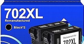 InkNI Remanufactured Ink Cartridge Replacement for Epson 702 702 XL 702XL High Yield for Workforce Pro WF-3720 WF-3730 WF-3733 Printer (Black, 2-Pack)