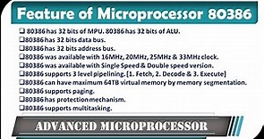 Features of Microprocessor 80386
