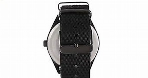 Calibre Men s SC-4T1-13-007.7T Trooper Black Ion-Plated Stainless Steel and Canvas Watch