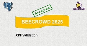 Beecrowd (URI) 2625 (CPF Validation) Solution with PostgreSQL || URI Problem.