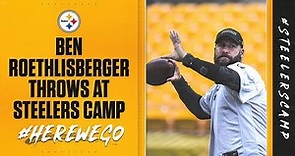 EXCLUSIVE: Ben Roethlisberger THROWS passes at Steelers Training Camp for the FIRST TIME on camera