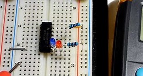 NOT Gate hex inverter integrated circuit SN74HC04N demonstration and voltage measurements