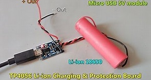 TP4056 Li-ion Battery Charging with Protection Board - Micro USB 5V interface