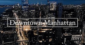 Downtown Manhattan Night Drone