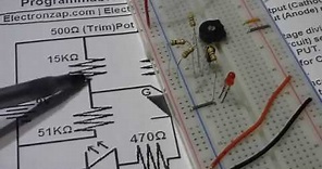 Programmable Unijunction Transistor PUT 2N6027 demonstration circuit step by step build