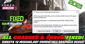 Forza Horizon 5 FIX Crashing,Error FH201 to FH204 & Not Launching On PC