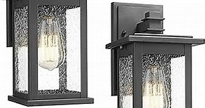 Emliviar Outdoor Wall Mount Lights 2 Pack, 1-Light Exterior Sconces Lantern in Black Finish with Clear Seeded Glass, OS-1803EW1-2PK