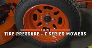 Know Your Kubota - Z Series - Kohler Engine - Tire Pressure Check