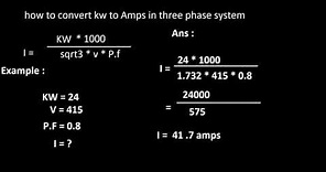 How to convert kw to amps in 3 phase system