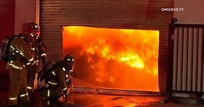 Firefighters Battle Massive Commercial Fire In Los Angeles