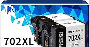 TEINO Remanufactured Ink Cartridge Replacement for Epson 702 702XL T702 T702XL use with Epson Workforce Pro WF-3720 WF-3730 WF-3733 (Black, 2-Pack)