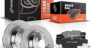 A-Premium Rear Solid Disc Brake Rotors + Ceramic Pads Kit Compatible with Select Ford and Lincoln Models - Fusion 2013-2020, MKZ 2013-2016, 6-PC Set