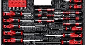 XOOL 42PCS Magnetic Screwdriver Set with Tray, Torx Phillips Flat Hex Pozi Non-Slip Magnetic Tips Screwdriver Set