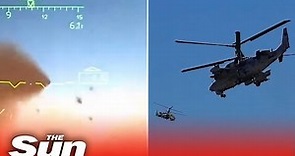 Russian Ka-52 attack helicopters destroy Ukrainian strongholds