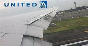 United Airlines 777-200 pushback, taxi, takeoff at Newark (EWR)