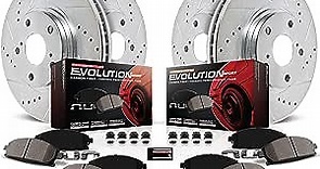 Power Stop K5828 Front and Rear Z23 Carbon Fiber Brake Pads with Drilled and Slotted Brake Rotors Brake Kit For Lexus RX350 RX450 Toyota Highlander Sienna