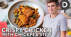 SUPER EASY Crispy Chicken & Chickpea Stew!