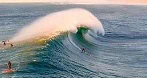 Big wave surfing at Mavericks in Half moon bay, California