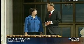 Justice Kagan and Chief Justice Roberts Walk Down Steps