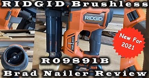New for 2021 Ridgid 18V Lithium Ion Brushless Cordless 18 Gauge Brad Nailer Review and unboxing