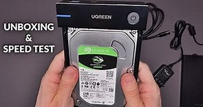 UGREEN USB 3.5 Sata External Hard Drive HDD Enclosure US222 Unboxing, Speed & Temperature test