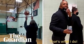 That s what I do : Barack Obama hits silky three-pointer on campaign trail