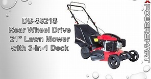 PowerSmart DB8621S Self Propelled, Rear Wheel Drive Lawn Mower with Rear Bag