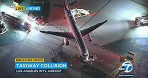 4 hospitalized after jet and bus collide on taxiway at LAX