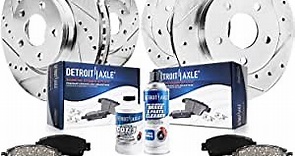 Detroit Axle - Brake Kit for Mercedes-Benz CLK320 CLK430 E430 E320, Front and Rear Drilled & Slotted Brake Rotors Ceramic Brake Pads w/Hardware Replacement