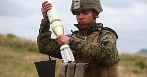 USMC Mortar Team in Action with the M252A1 81mm Mortar